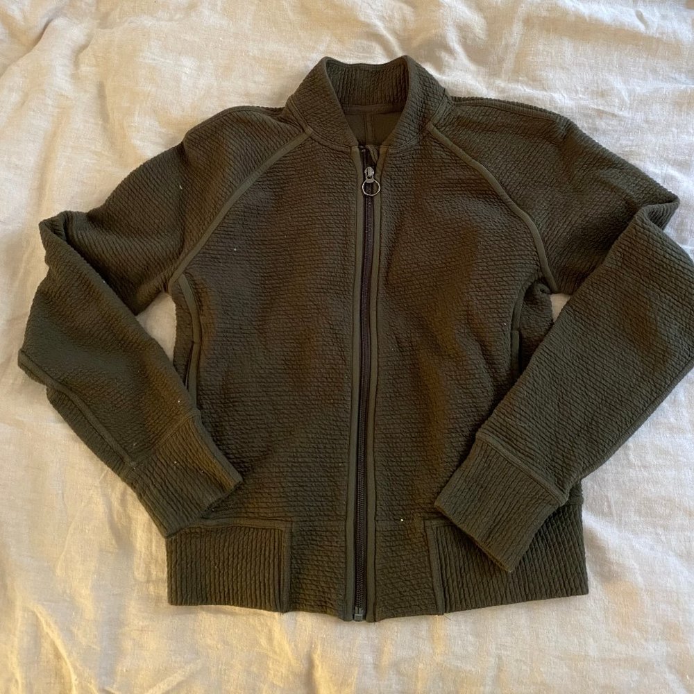 Olive Green Ribbed Lululemon Zip Up